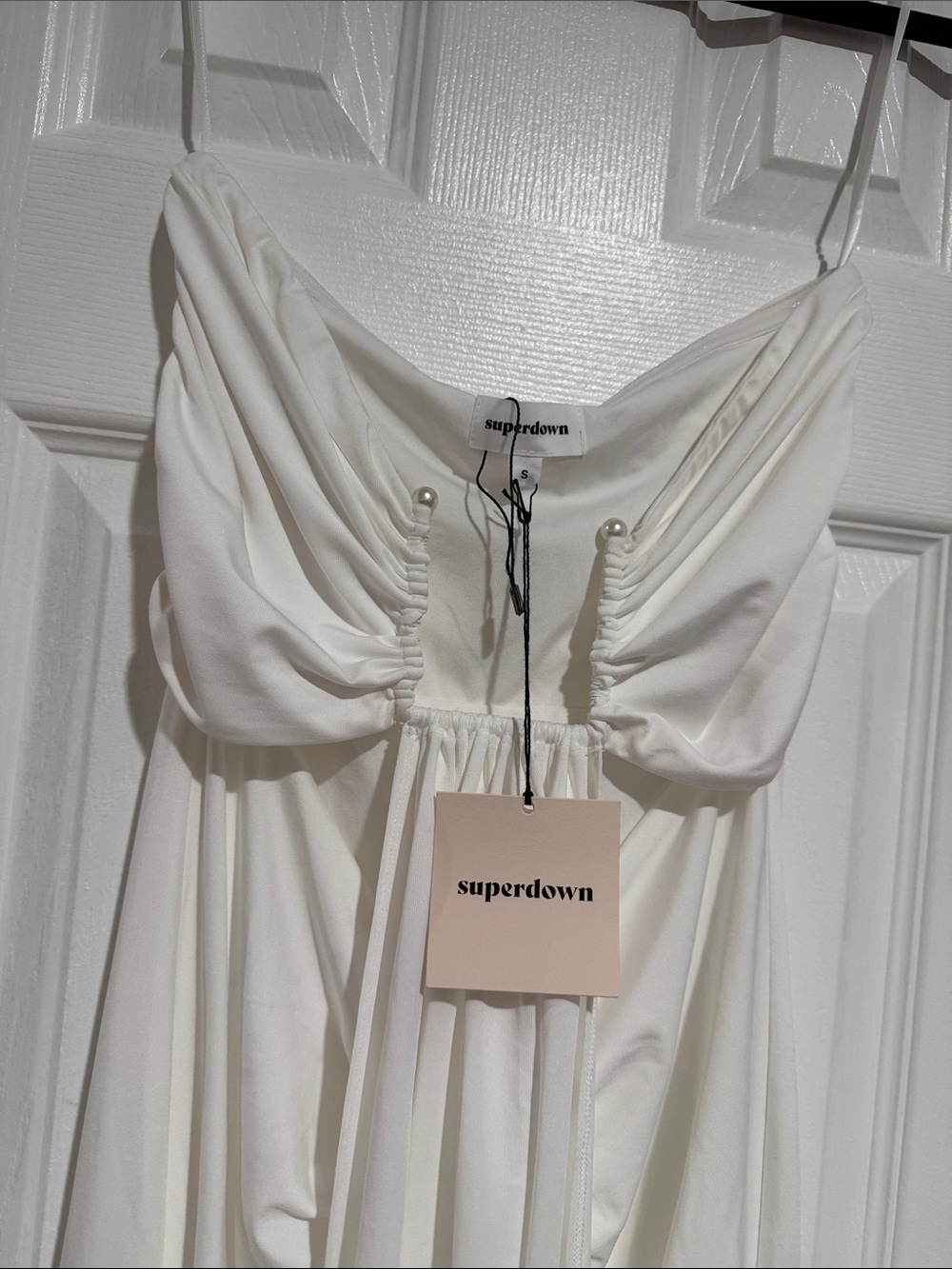 superdown White Strapless Cutout Column Gown - Picture 5 of 5